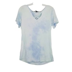 Derek Heart Pastel Tie Dye Short Sleeve T-Shirt Soft Criss Cross Front NEW